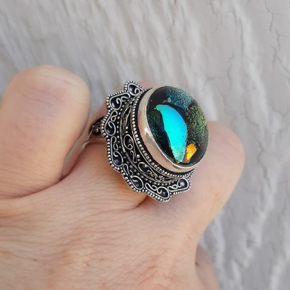 New Dichoric Glass 925 Silver Ring. - Picture 3 of 8